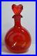 Vintage-MCM-Double-Pinch-Indent-Decanter-Heart-Stopper-Ruby-Red-Glass-Pontil-01-tum