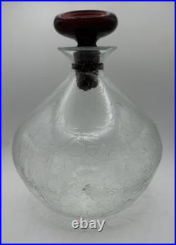 Vintage MCM Early Blenko 5425 Decanter Crystal Crackle Amethyst Stopper 9 Vintage MCM Early Blenko 5425 Decanter Crystal Crackle Amethyst Stopper 9