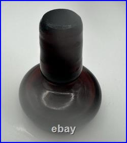 Vintage MCM Early Blenko 5425 Decanter Crystal Crackle Amethyst Stopper 9