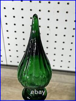 Vintage MCM Empoli 26.5 Emerald Green Optic Genie Bottle Decanter