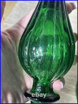 Vintage MCM Empoli 26.5 Emerald Green Optic Genie Bottle Decanter