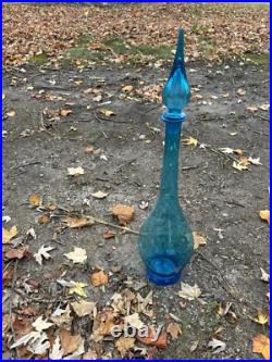 Vintage MCM Empoli 26 Blue, Genie Bottle, Decanter WithStopper