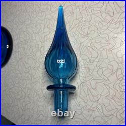 Vintage MCM Empoli 26 Blue, Genie Bottle, Decanter WithStopper