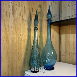 Vintage MCM Empoli 26 Blue, Genie Bottle, Decanter WithStopper