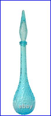 Vintage MCM Empoli Aqua Blue Italian Glass Bubble Genie Bottle