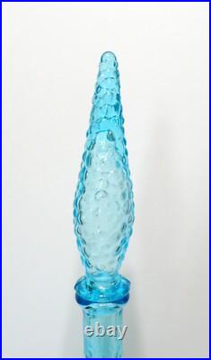 Vintage MCM Empoli Aqua Blue Italian Glass Bubble Genie Bottle