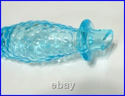Vintage MCM Empoli Aqua Blue Italian Glass Bubble Genie Bottle