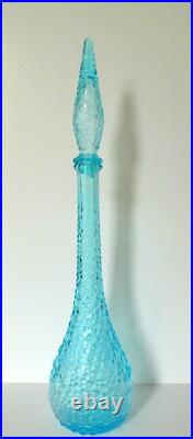 Vintage MCM Empoli Aqua Blue Italian Glass Bubble Genie Bottle
