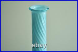 Vintage MCM Empoli Blue Swirl Cased Glass 26 Genie Bottle Decanter w Stopper