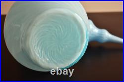 Vintage MCM Empoli Blue Swirl Cased Glass 26 Genie Bottle Decanter w Stopper