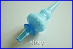 Vintage MCM Empoli Blue Swirl Cased Glass 26 Genie Bottle Decanter w Stopper