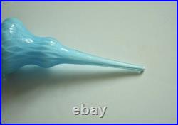 Vintage MCM Empoli Blue Swirl Cased Glass 26 Genie Bottle Decanter w Stopper