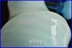 Vintage MCM Empoli Blue Swirl Cased Glass 26 Genie Bottle Decanter w Stopper