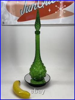 Vintage MCM Empoli Bubble Decanter 21.5 Emerald Green Withstopper