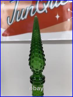 Vintage MCM Empoli Bubble Decanter 21.5 Emerald Green Withstopper