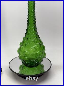 Vintage MCM Empoli Bubble Decanter 21.5 Emerald Green Withstopper