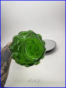 Vintage MCM Empoli Bubble Decanter 21.5 Emerald Green Withstopper