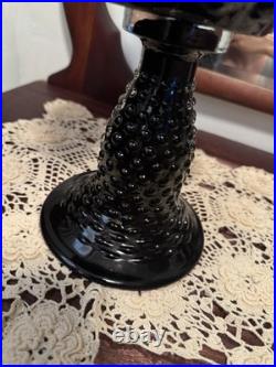 Vintage MCM Empoli Bubble Glass Decanter Black Amethyst Hobnail Genie Bottle 18