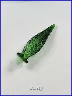 Vintage MCM Empoli Emerald Green Bubble Genie Bottle Decanter Flame Stopper
