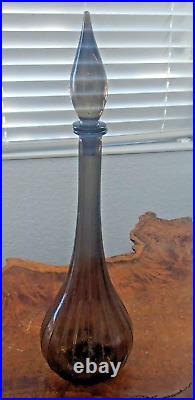 Vintage MCM Empoli Genie Bottle Smoke Paneled Glass 20