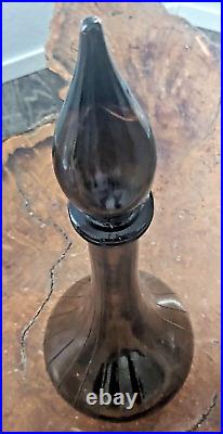 Vintage MCM Empoli Genie Bottle Smoke Paneled Glass 20