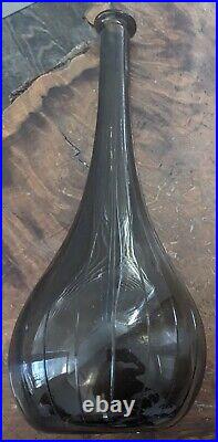 Vintage MCM Empoli Genie Bottle Smoke Paneled Glass 20