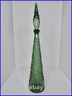 Vintage MCM Empoli Guildcraft Wave Decanter 22 Forrest Green Withstopper & Label