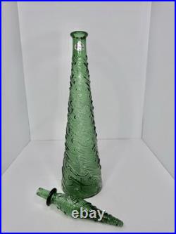 Vintage MCM Empoli Guildcraft Wave Decanter 22 Forrest Green Withstopper & Label