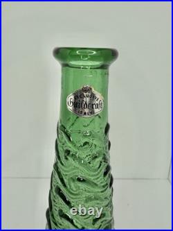 Vintage MCM Empoli Guildcraft Wave Decanter 22 Forrest Green Withstopper & Label