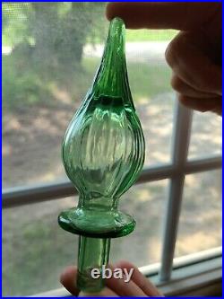 Vintage MCM Empoli Italian Ribbed Decanter Genie Bottle Stopper