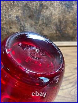 Vintage MCM Empoli Italy BLENKO Ruby Red Glass Liquor Decanter Mid Century