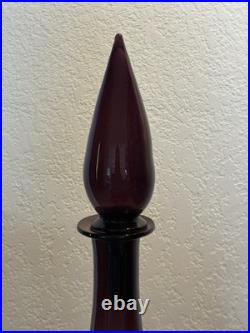 Vintage MCM Empoli Optic Decanter 23 In Amethyst Withstopper