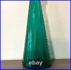 Vintage MCM Empoli Paneled Genie Bottle Decanter With Stopper 19 Teal Green