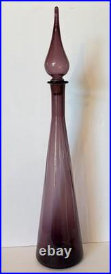 Vintage MCM Empoli Purple Amethyst Glass Decanter Italian Genie Bottle Rare 27
