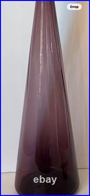 Vintage MCM Empoli Purple Amethyst Glass Decanter Italian Genie Bottle Rare 27