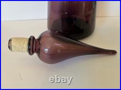 Vintage MCM Empoli Purple Amethyst Glass Decanter Italian Genie Bottle Rare 27