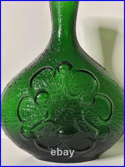 Vintage MCM Empoli Stelvia Glass 15 Decanter Emerald Green Without Stopper
