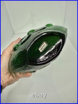 Vintage MCM Empoli Stelvia Glass 15 Decanter Emerald Green Withstopper & Label