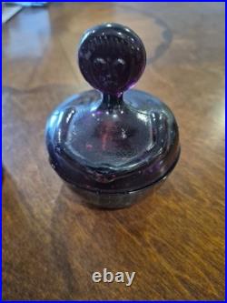 Vintage MCM Erik Hoglund People Decanter Kosta Boda In Purple Stopper Candy Dish