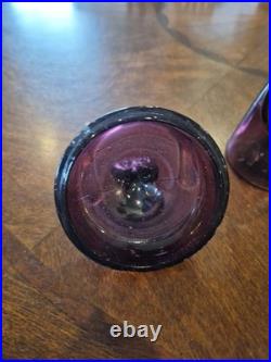 Vintage MCM Erik Hoglund People Decanter Kosta Boda In Purple Stopper Candy Dish