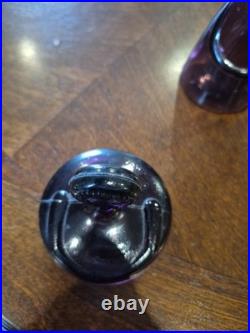 Vintage MCM Erik Hoglund People Decanter Kosta Boda In Purple Stopper Candy Dish