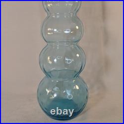 Vintage MCM Glass Genie Bottle Blue 6 Ball Decanter Italian Empoli Stopper 26