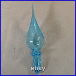 Vintage MCM Glass Genie Bottle Blue 6 Ball Decanter Italian Empoli Stopper 26