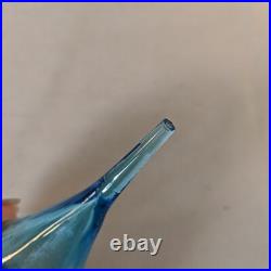 Vintage MCM Glass Genie Bottle Blue 6 Ball Decanter Italian Empoli Stopper 26