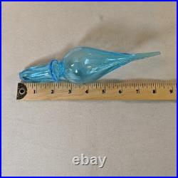 Vintage MCM Glass Genie Bottle Blue 6 Ball Decanter Italian Empoli Stopper 26