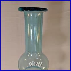 Vintage MCM Glass Genie Bottle Blue 6 Ball Decanter Italian Empoli Stopper 26