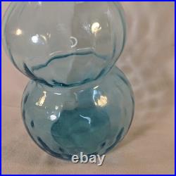Vintage MCM Glass Genie Bottle Blue 6 Ball Decanter Italian Empoli Stopper 26