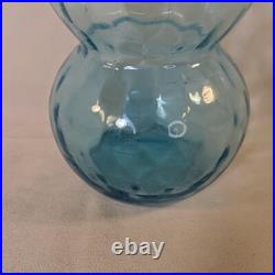 Vintage MCM Glass Genie Bottle Blue 6 Ball Decanter Italian Empoli Stopper 26