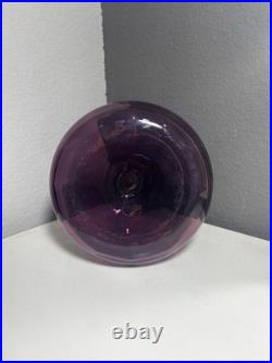 Vintage MCM Italian Amethyst Genie Bottle withStopper Empoli Style Napoli Glass