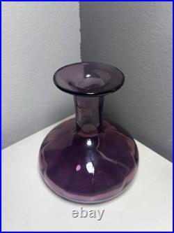 Vintage MCM Italian Amethyst Genie Bottle withStopper Empoli Style Napoli Glass